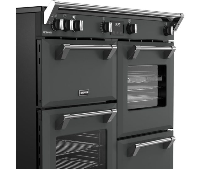 Design fornuis antraciet met touchbediening en telescopische ovengeleiders - Stoves Richmond 100 EI