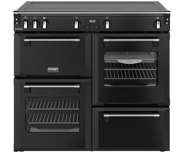 STOVES Richmond 100 EI TCH zwart fornuis - 100 cm breed met 5 inductiezones en 4 ovens