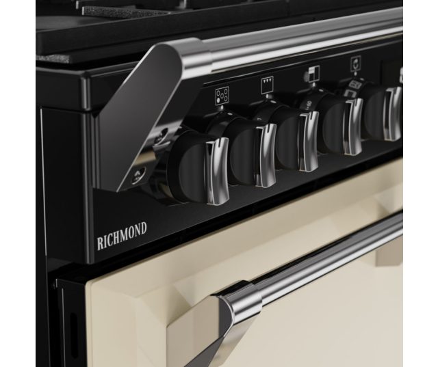 Gasfornuis draaiknoppen met indicatielampje Stoves Richmond 90 DF creme