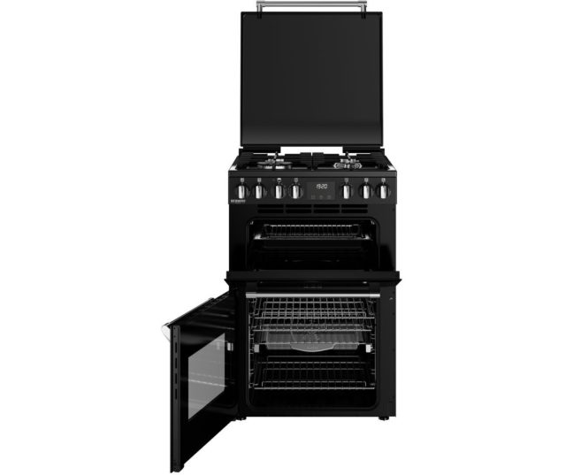 Stoves Richmond DX 60 DF dubbele oven open met Air Fry rooster en ovenroosters