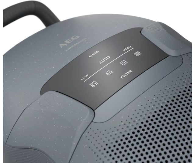 AEG AB81A2LDB bedieningspaneel met AUTO, LOW, HIGH en FILTER knoppen