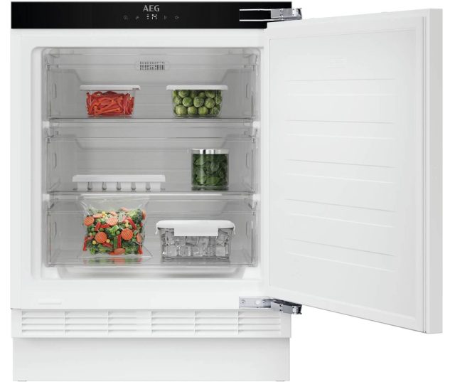 AEG OAB3F821EF onderkast aanzicht inbouw met geopende linker deur detail