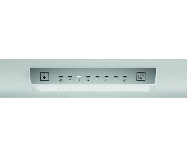 AEG ORC6M301DV bedieningspaneel detail met temperatuurknop, standenregelaar 2–8 en aan-uitknop