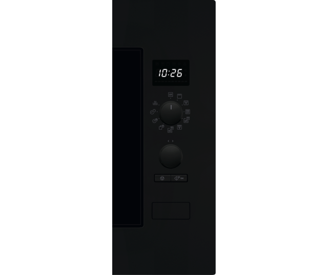 AEG OS5CM34MB inbouw magnetron combi interieur met roestvrijstalen binnenwand, glazen draaiplateau en metalen grillrooster op poten