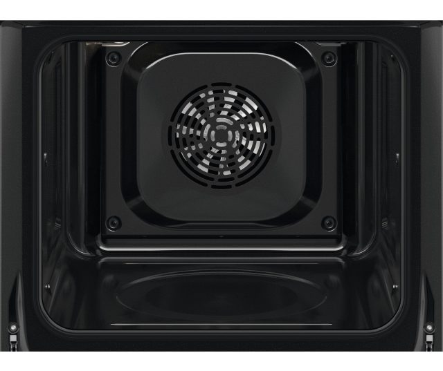 AEG OU5AB20CM inbouwoven leeg interieur met heteluchtventilator en zwarte emaillering van dichtbij