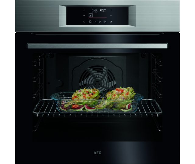 AEG OU5AB40PM compacte oven handgreep detail met metallic afwerking