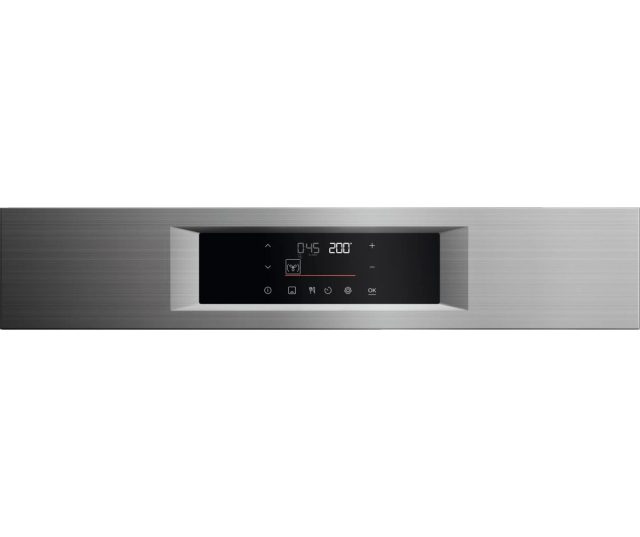 AEG OU5AB40PM compacte oven bedieningspaneel bovenaanzicht met temperatuur- en modetoetsen