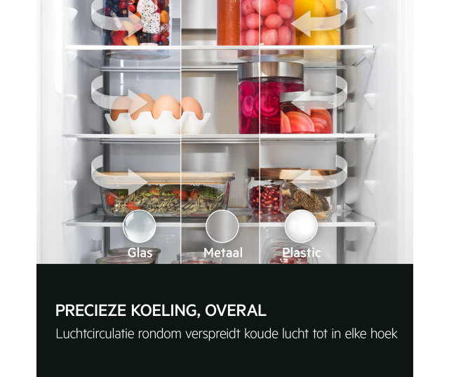 AEG TC7CS181DF koelkast lifestyle-infographic slimme aanpasbare AI-koeling met AUTO-modus