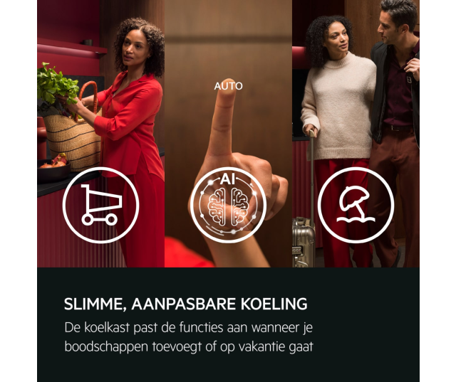 AEG TC7CS181DF koelkast interieur close-up van binnenwand gemaakt van gerecycled plastic met glazen rekken