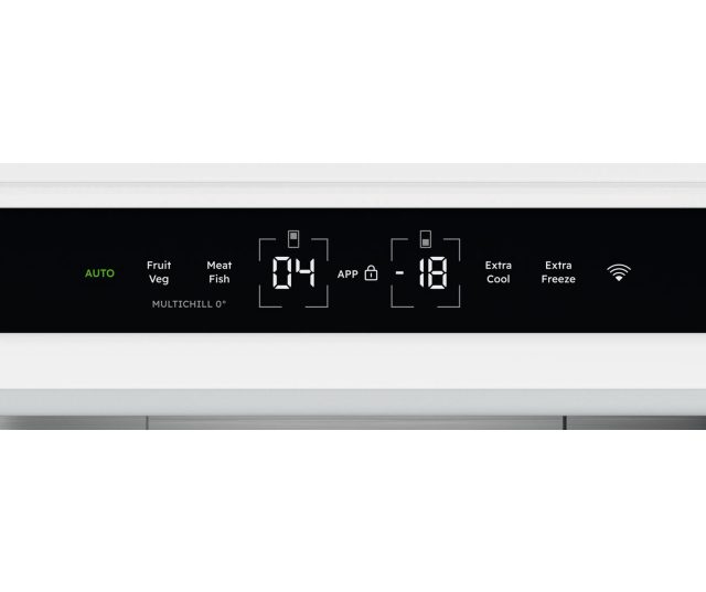 Digitaal display van AEG TC9MS181AC met MultiChill, temperatuurinstellingen en APP-bediening