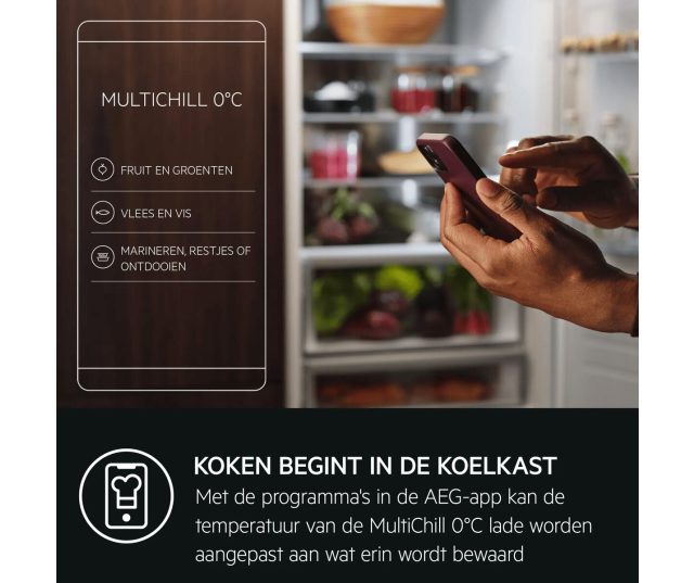 Smartphone-besturing voor MultiChill 0°C zone met functieoverzicht