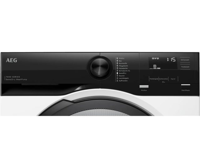 AEG TE739E4B bedieningspaneel bovenaanzicht programmatoetsen draairegelaar en displaydetail