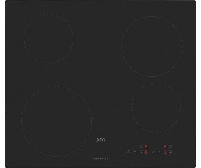 AEG TM64IA00CL inductie kookplaat, vooraanzicht met vier kookzones