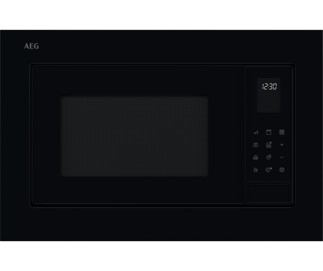 AEG TS5CM25TB inbouw combi-magnetron, detailopname touchpaneel met display 12:30 en pictogrammen voor alle functies
