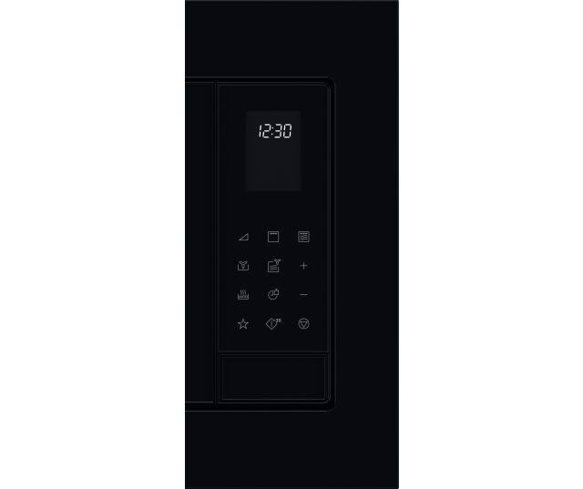 AEG TS5CM25TB inbouw combi-magnetron, gefocust zijaanzicht rechterpaneel met LED-display en touch-knoppen in rasterindeling