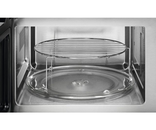 AEG TS5GM251EB magnetron, geopende deur met interieur, grill en draaitafel zichtbaar