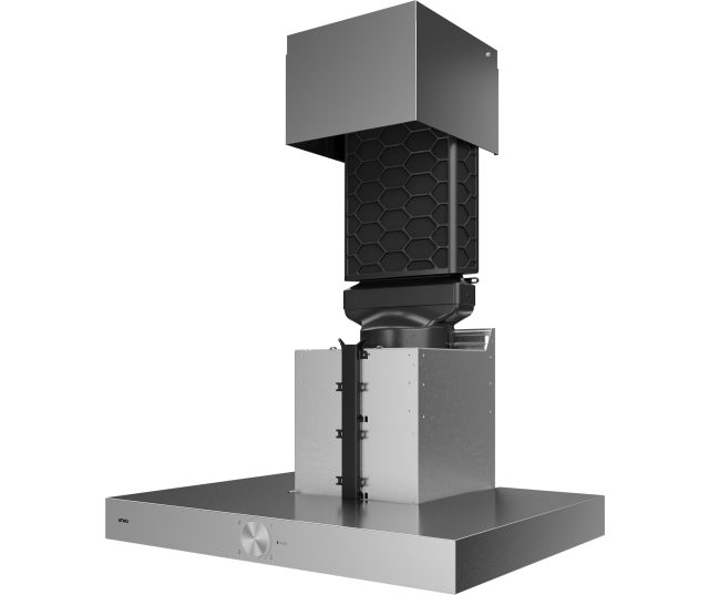 ATAG WS60211JM afzuigkap explosieweergave met schouw, motor, honeycomb-filter en onderkast