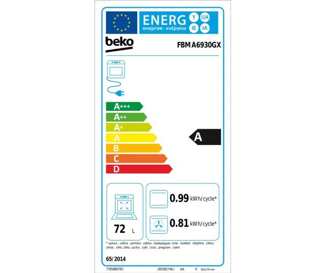 FBMA6930GX Beko fornuis - 60 cm breed