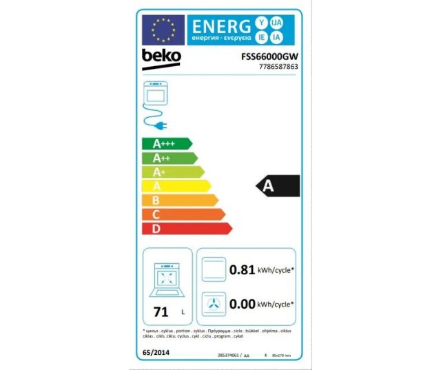 FBS66000GW Beko fornuis - Elektrisch