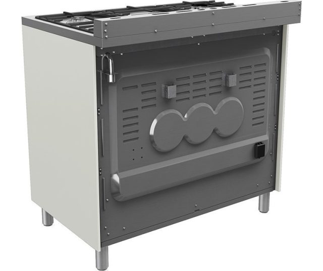 Foto van de achterzijde van de Belling SC900DFT fornuis old white