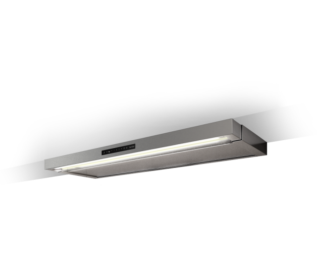 Berbel BEH 90 FLT matzwart afzuigkap vooraanzicht met bedieningspaneel en ledverlichting