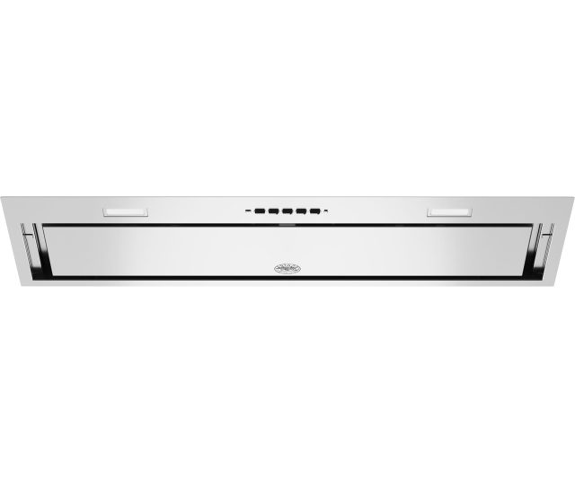 Bertazzoni 70 cm inbouwafzuigkap vooraanzicht met roestvrijstalen frontpaneel en bedieningsknoppen bovenaan