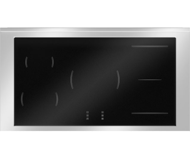 Inductiekookplaat bovenaanzicht met vijf kookzones en touch-controls