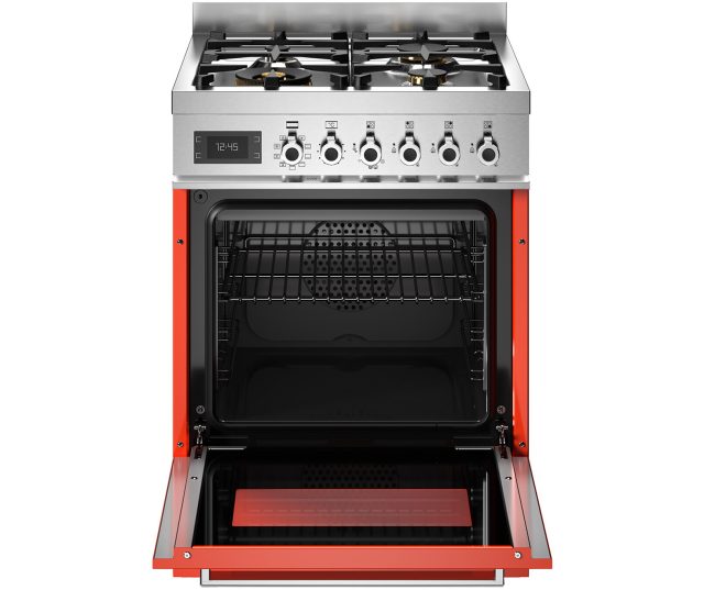 Bertazzoni PRO64L1EART2 geopende ovenkast met grillrooster en uitschuifbare pan