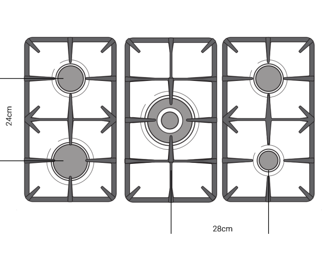 De afstand tussen de branders is bij de Boretti CFBG903OW/2 zeer ruim