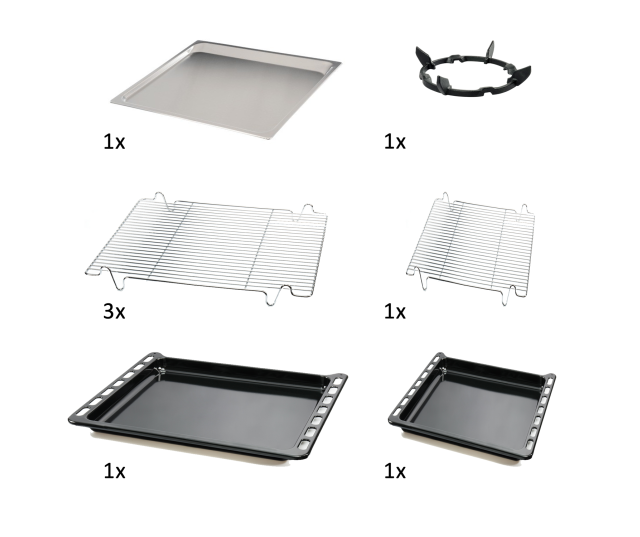 Overzicht van de meegeleverde accessoires op de Boretti CFBG902ZW/2
