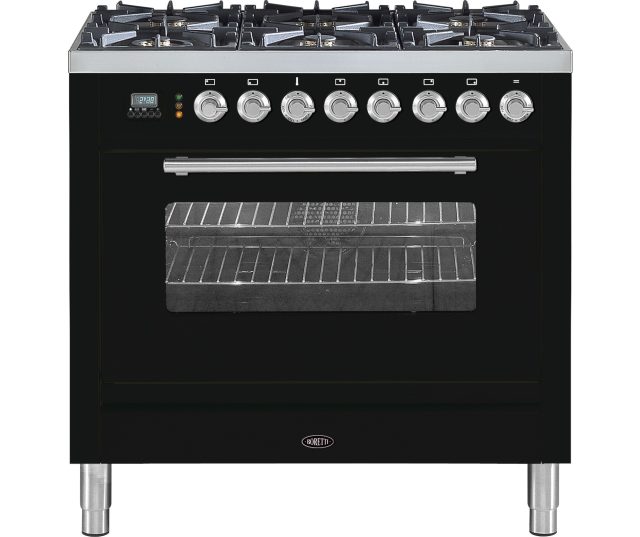 Boretti VP96ZW DF Dual Fuel fornuis in de kleur zwart