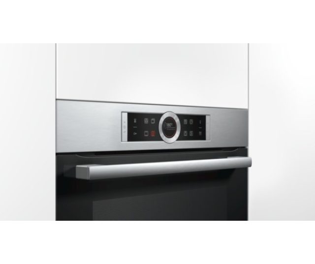 De Bosch HBG675BS1 heeft een eenvoudige bediening met een draaiknop ondersteunt met een TFT display