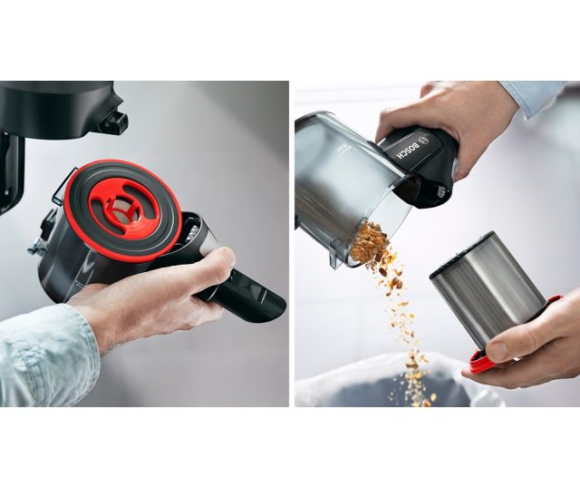 Bosch BBS712A DynamicPower Brush handgreep met rood filterdetail van dicht