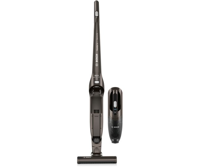 Bosch BCHF2MX16 stofzuiger compleet systeem met handheld unit en grondkop uitgelegd