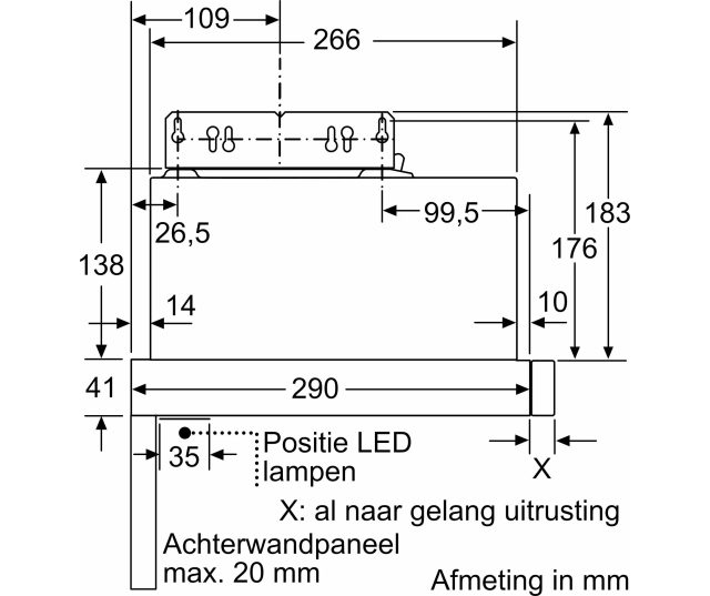 DFL064W54 afzuigkap - Vlakscherm afzuigkap