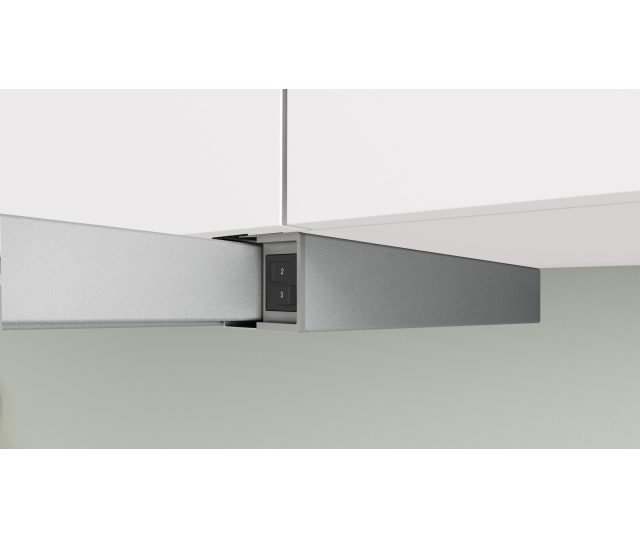 Bosch DFM064W55 afzuigkap bedieningspaneel met schakelknoppen zijkant detail