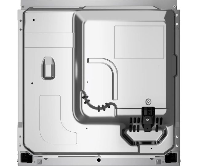 Bosch HSG7361B1 combi-stoomoven, achterkant opengewerkt met waterleiding en elektrische aansluiting