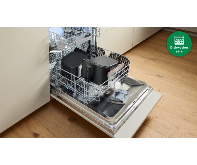 Bosch MAFD440B1 manden en rekken plaatsen in openstaande vaatwasser, dishwasher-veilig symbool