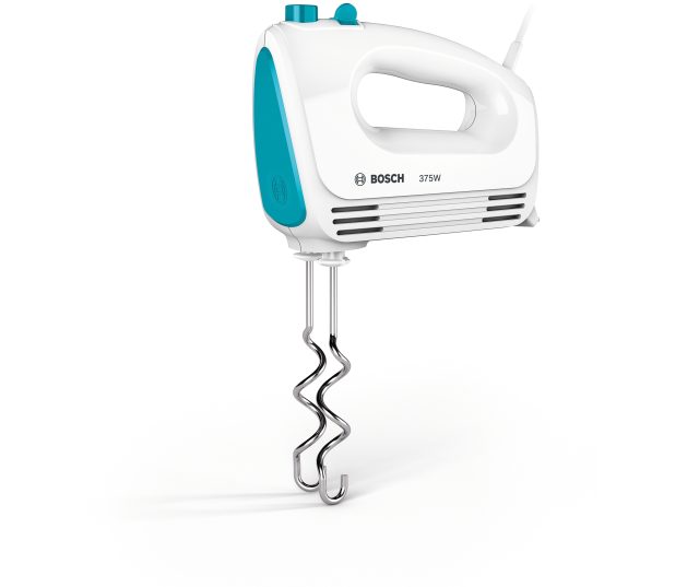 Bosch MFQ2210D handmixer bovenaanzicht met ergonomische handgreep en bedieningsknoppen