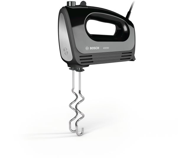 Bosch MFQ2420B handmixer 400W frontaanzicht met bedieningspaneel en mengkloppen