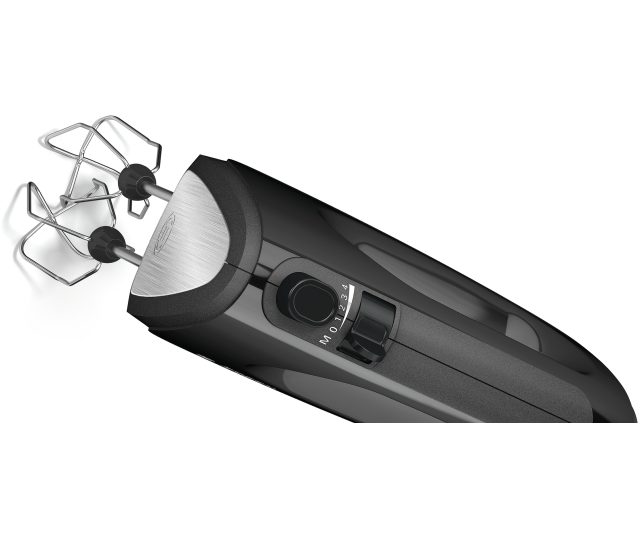 Bosch MFQ2420B handmixer detail mengkloppen en bedieningsschuif met snelheidsstanden