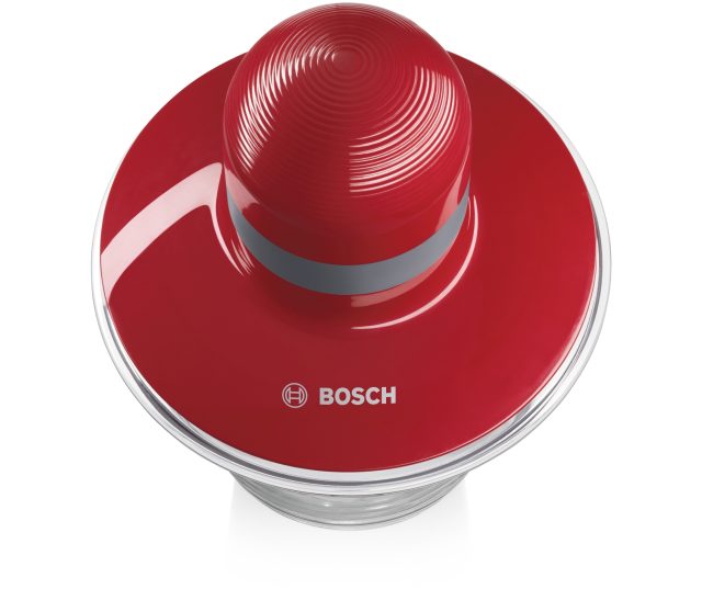 Bosch MMR08R2 bovenaanzicht rode motorkap met grijs band en dome