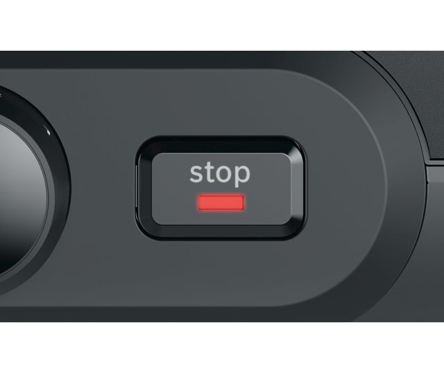 Bosch TAT4P429 stopknop close-up met rood verlicht bedieningselement