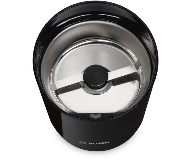 Bosch TSM6A013B koffiemolen bovenaanzicht leeg maalbeker met twee bladen zichtbaar