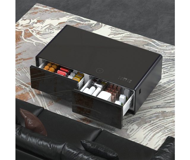 CASO Sound & Cool Zwart salon tafel met koellades, speakers en draadloos opladen telefoon