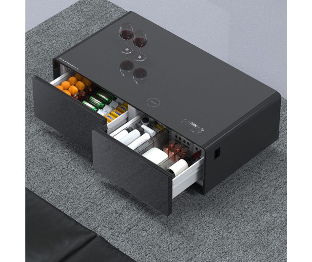 CASO Sound & Cool Zwart salon tafel met koellades, speakers en draadloos opladen telefoon
