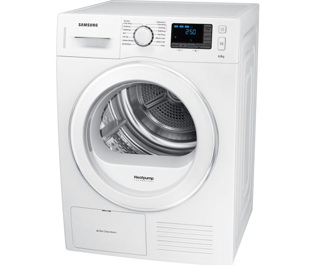 Zeer praktisch is het filter clean alarm op de samsung droger DV80F5E5HGW