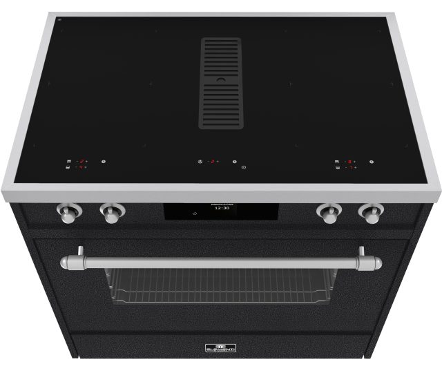Elementi di Cucina IC9034-BSH-IX-S inductie black steel hammer fornuis