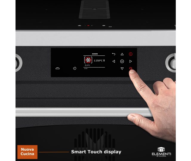 Elementi di Cucina IC9034-BSH-IX-S inductie black steel hammer fornuis