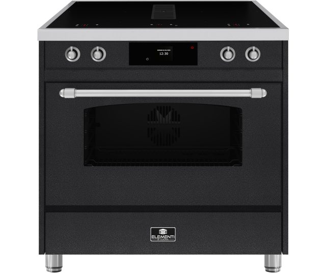 Elementi di Cucina IC9034-BSH-IX-S inductie black steel hammer fornuis